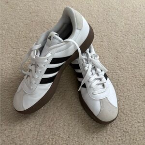 Adidas White and Black Sneakers with Brown Soles